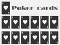 Poker cards, deck of cards, cards hearts suit. Isolated playing card. Royalty Free Stock Photo