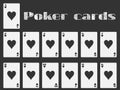 Poker cards, deck of cards, cards hearts suit. playing card. Vector