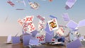 Poker cards falling Royalty Free Stock Photo