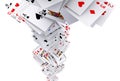 Poker cards falling Royalty Free Stock Photo