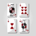 Poker cards hearts casino gamling symbol Royalty Free Stock Photo