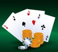 Poker cards money and chips betting game gambling casino