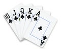 Poker cards Straight Flush Clubs hand - isolated Royalty Free Stock Photo