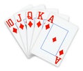 Poker cards Straight Flush Diamonds hand - isolated Royalty Free Stock Photo