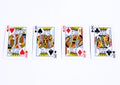 Poker cards on white backgrounds.Four kings Royalty Free Stock Photo