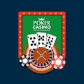Poker casino board light club gambling roulette cards chip