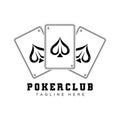 Poker Casino Card Logo, Diamond Card Icon, Hearts, Spades, Ace. Gambling Game Poker Club Design Royalty Free Stock Photo