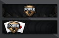 Poker Casino Horizontal Banner Set. Vector illustration