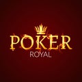 Poker casino poster logo template design. Royal golden poker room fire design template