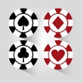 Poker chip black and red gamble elements icon
