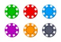 Poker chip for casino. Blackjack icon. Token for gambling. Logos isolated for game. Coins from Las Vegas for roulette. Bet in Royalty Free Stock Photo