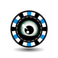 Poker chip Christmas. Blue. The eye looks in the middle. Illustration . Use for the site, printing, paper, cloth, decoration