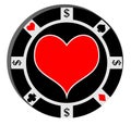 Poker chip with heart