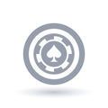 Poker chip icon. Ace of spades token symbol. Royalty Free Stock Photo