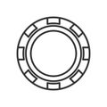 Poker Chip Outline Flat Icon on White