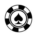 Poker chip silhouette with spades sign Royalty Free Stock Photo