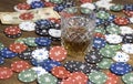 Poker chips card alcohol gambling Royalty Free Stock Photo