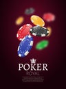 Poker chips and cards bacgkground. Poker Casino template poster. Flyer design layout