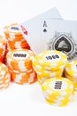 Poker chips and cards Royalty Free Stock Photo