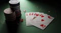 Poker Chips and Cards on Table Royalty Free Stock Photo
