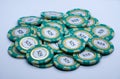 Poker chips in casino isolated on white background Royalty Free Stock Photo