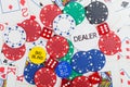 Poker chips,dice and playing cards Royalty Free Stock Photo