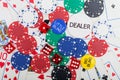 Poker chips,dice and playing cards Royalty Free Stock Photo