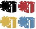 Poker chips in different colors