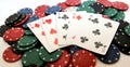 Poker chips and full house Royalty Free Stock Photo
