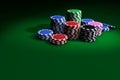 Poker Chips On Green Table