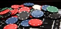 Poker chips on laptop Royalty Free Stock Photo