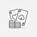 Poker Chips with Pair of Aces vector simple line icon Royalty Free Stock Photo