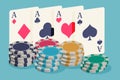 poker chips and playing cards. vector illustration. gambling and casino Royalty Free Stock Photo