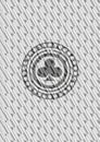 Poker clover icon inside silver badge or emblem. Scales pattern. Vector Illustration. Detailed