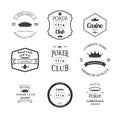 Poker club and casino emblems set isolated vector Royalty Free Stock Photo