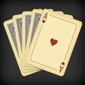 Ace of hearts and four cards - vintage playing cards vector illustration Royalty Free Stock Photo