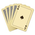 Ace of spades and four cards - vintage playing cards vector illustration