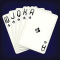 Royal Flush of clubs - playing cards vector illustration Royalty Free Stock Photo