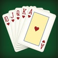 Royal Flush of hearts - playing cards vector illustration Royalty Free Stock Photo