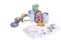 Poker dealer chips,playing card and poker chips stack