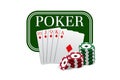 The poker emblem is combined with a combination of four aces cards Royalty Free Stock Photo