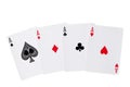 Four aces cards open on white background and clipping path Royalty Free Stock Photo