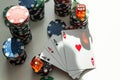 poker game - four aces and chips. High quality photo Royalty Free Stock Photo