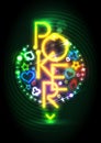 Poker game neon lights signboard