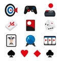 Poker Game Play Card Dice Archer Cube Slot Machine Cartoon Vector