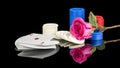 Poker games with a pink rose and chips