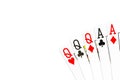 Poker hand full house of queens and aces Royalty Free Stock Photo