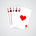 A Poker Hand Full House three Aces and pair of Kings playing cards Royalty Free Stock Photo