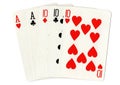 A full house poker hand of playing cards. Royalty Free Stock Photo