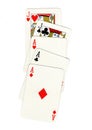 A poker hand of playing cards showing a full house. Royalty Free Stock Photo